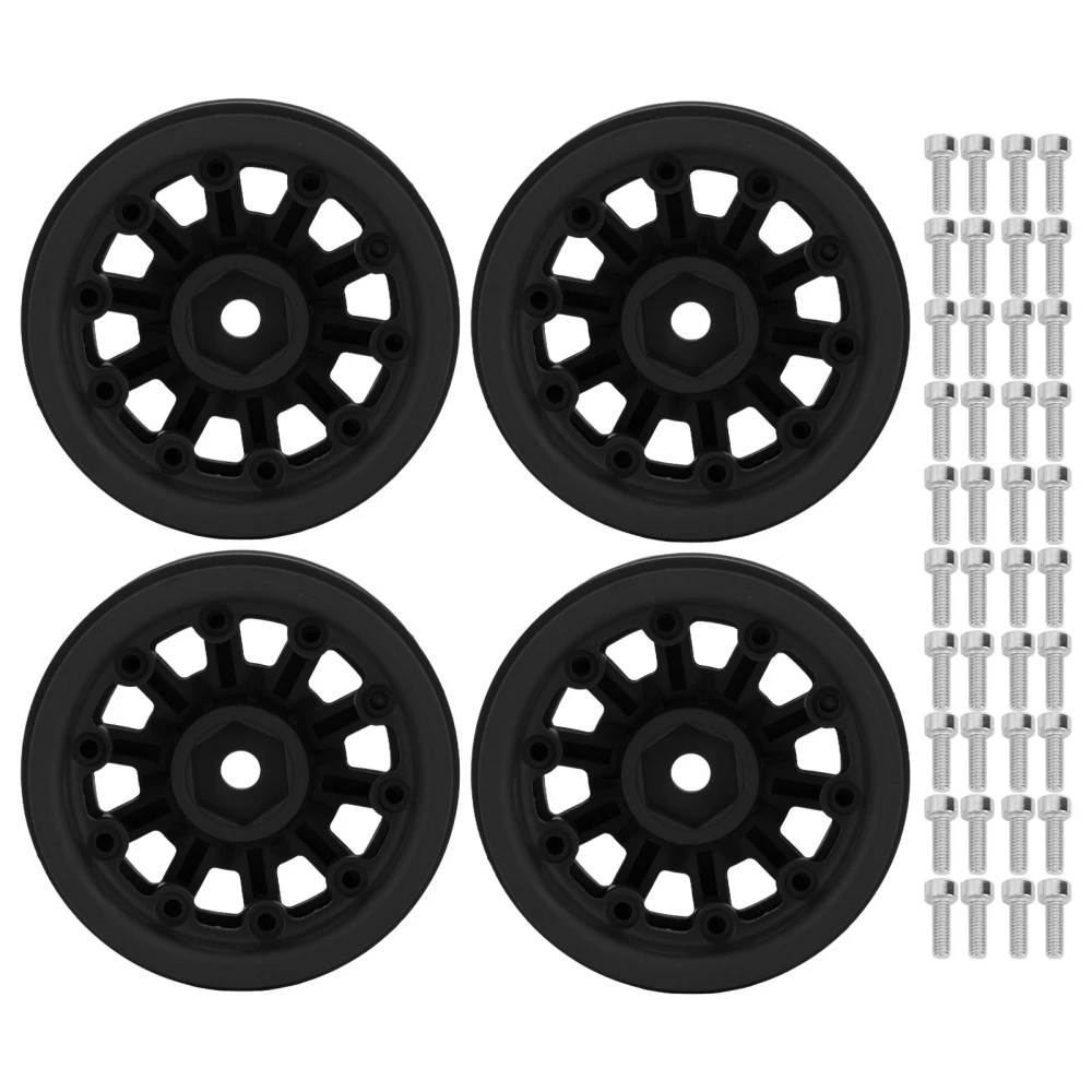 1.9in Wheel Rims RC Beadlock Wheels Rims for Axial SCX10 for Traxxas 1/10 RC Crawler Cars Black