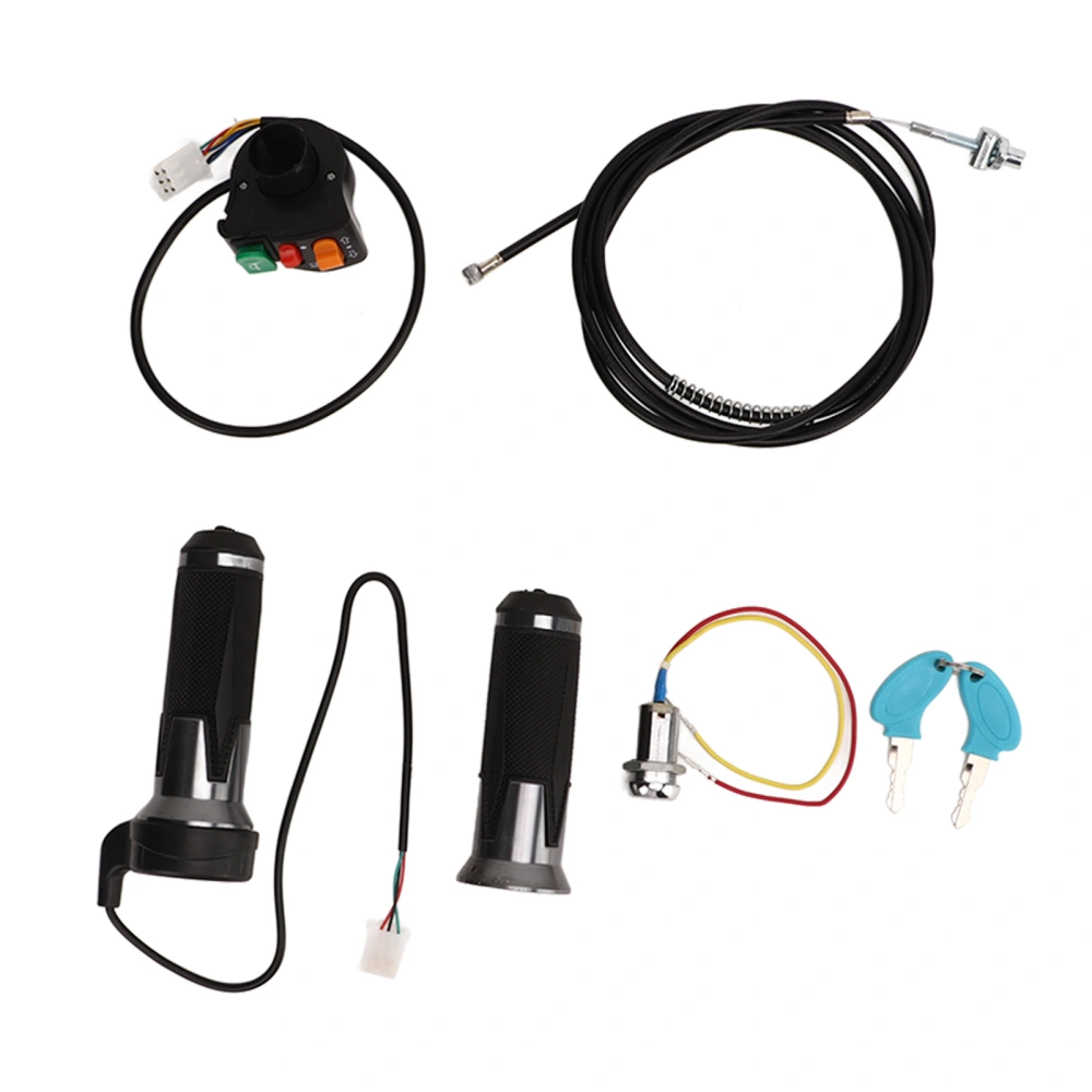 Bike Throttle Grip Kit Anti Slip Bike Drum Brake Line Ignition Switch Key Kit for Electric Bike Scooter Motor