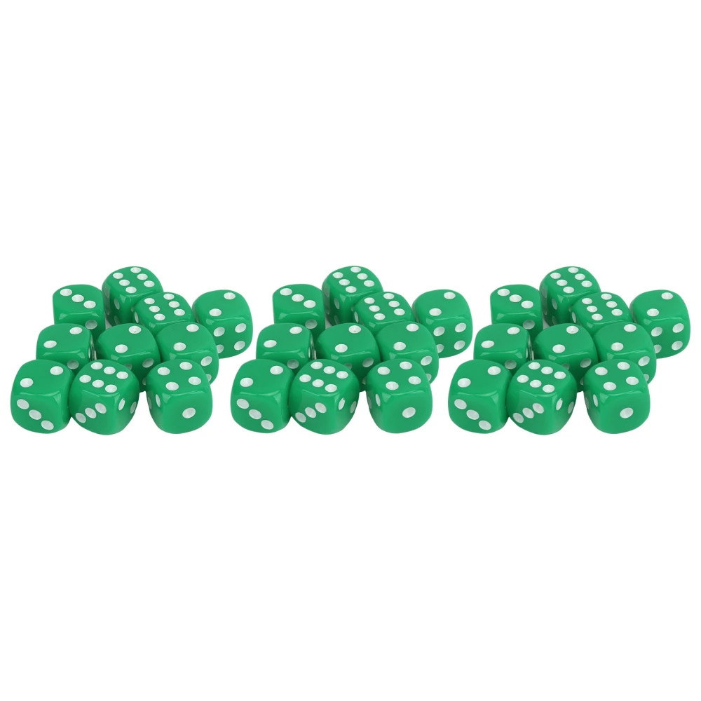 30Pcs Dice Set 6 Sided Round Corner White Number Dots Plastic Portable Game Dice for Board Games Math Teaching Green