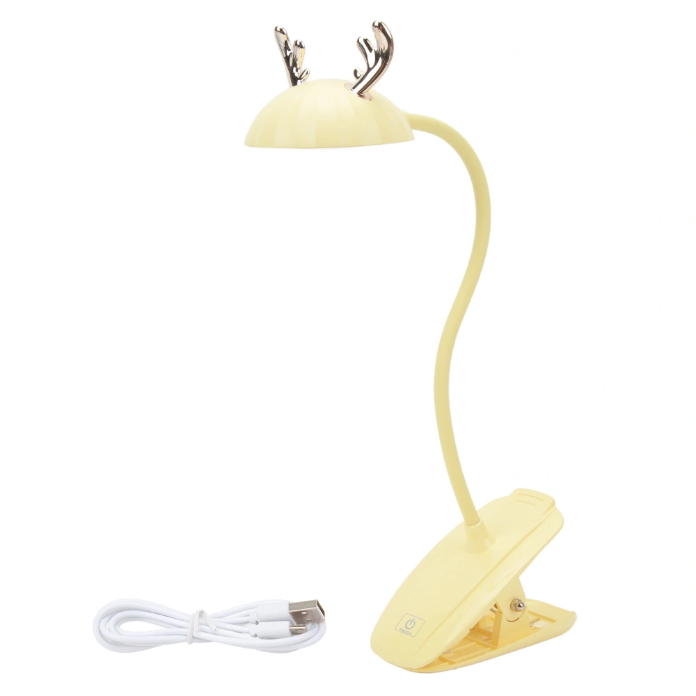 LED Clip On Lamp Cute Cartoon Three Color Temperature Dimmable Gooseneck Touch Table Light with Clamp for Reading Yellow