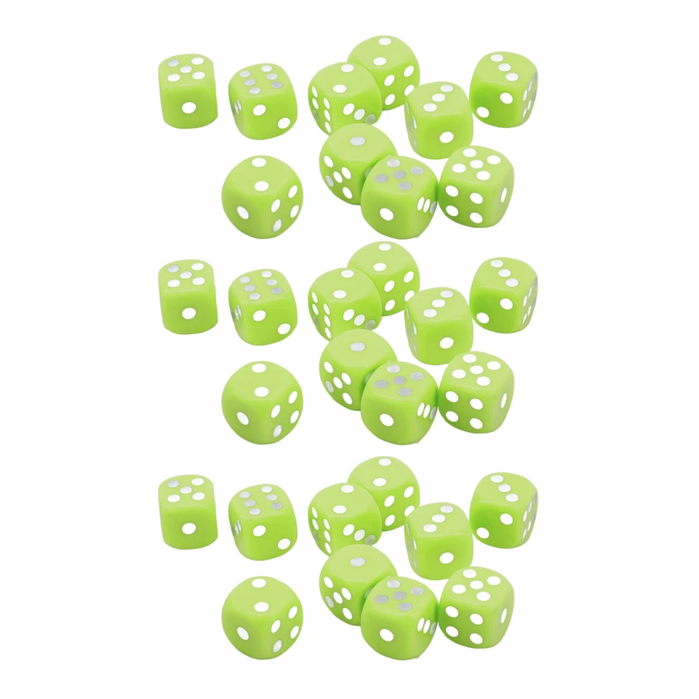 30PCS Dice Set 16MM Plastic 6 Sided Round Corners Dice Cubes for Table Games Board Games Light Green