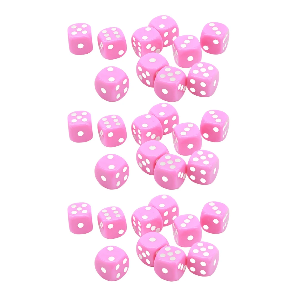 30PCS Dice Set 16MM Plastic 6 Sided Round Corners Dice Cubes for Table Games Board Games Pink