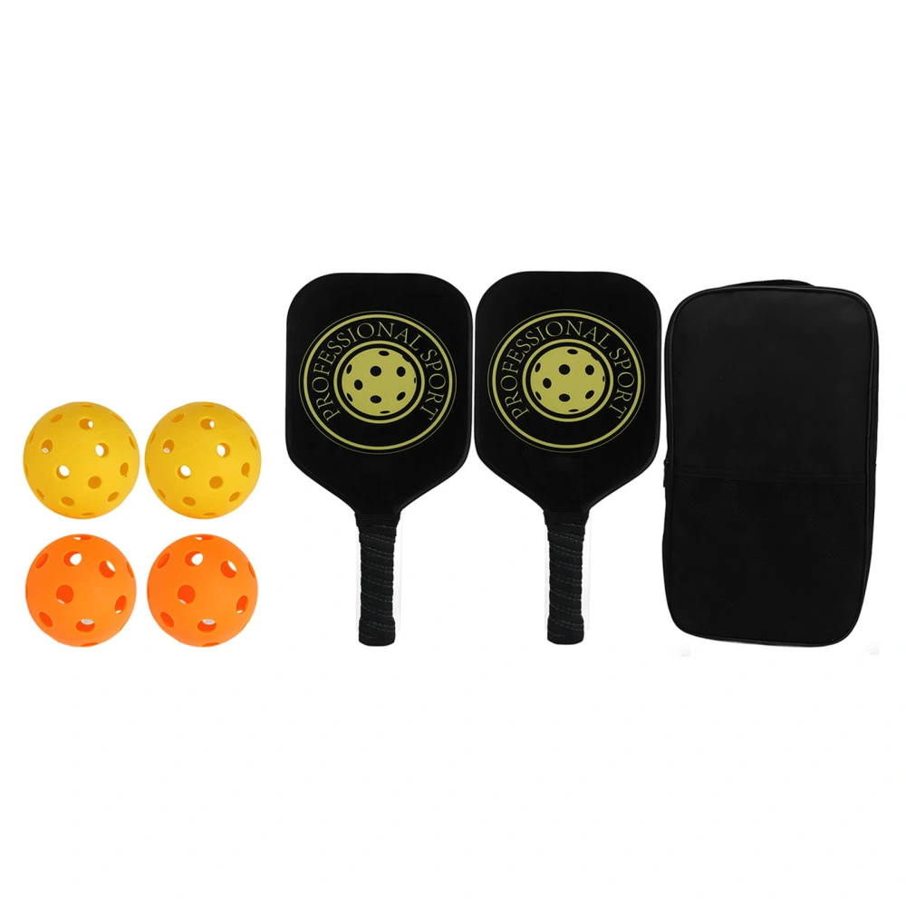 Pickleball Raquette Set 2 Rackets 4 Balls Lightweight Carbon Fiber Pickleball Racket for Indoor Outdoor Black Yellow