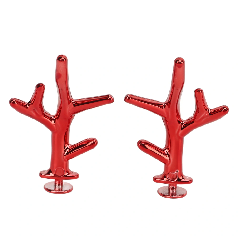 2PCS Antler Shoe Decoration ABS Reindeer Antler Shoe Clips Accessories for Christmas Gifts Plating Red