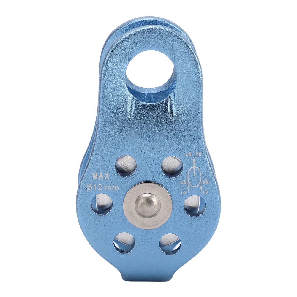 Climbing Single Pulley Al Mg Alloy Fixed Eye Single Rope Pulley for Mountaineering Rappelling Rescue Light Blue