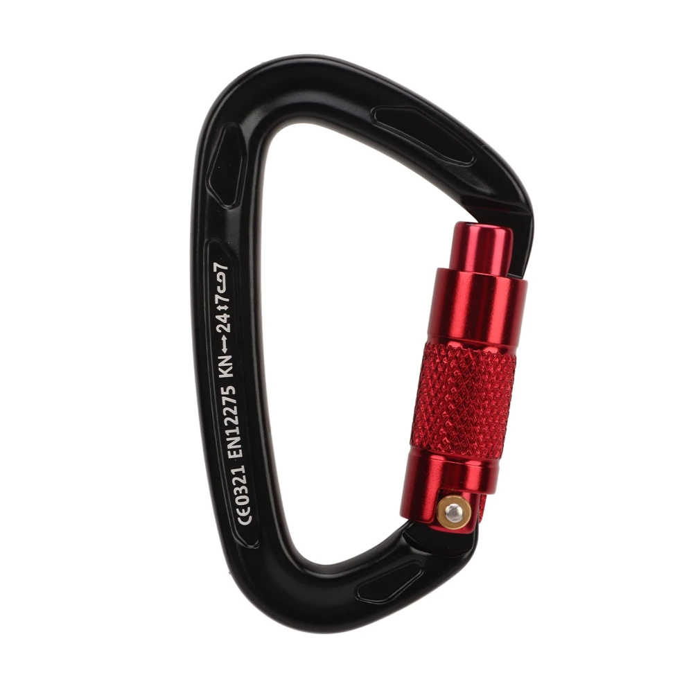 Climbing Carabiner Black Aluminum Alloy D Shape Carabiner Heavy Duty Locking Carabiner for Sling Hammock Rock Climbing