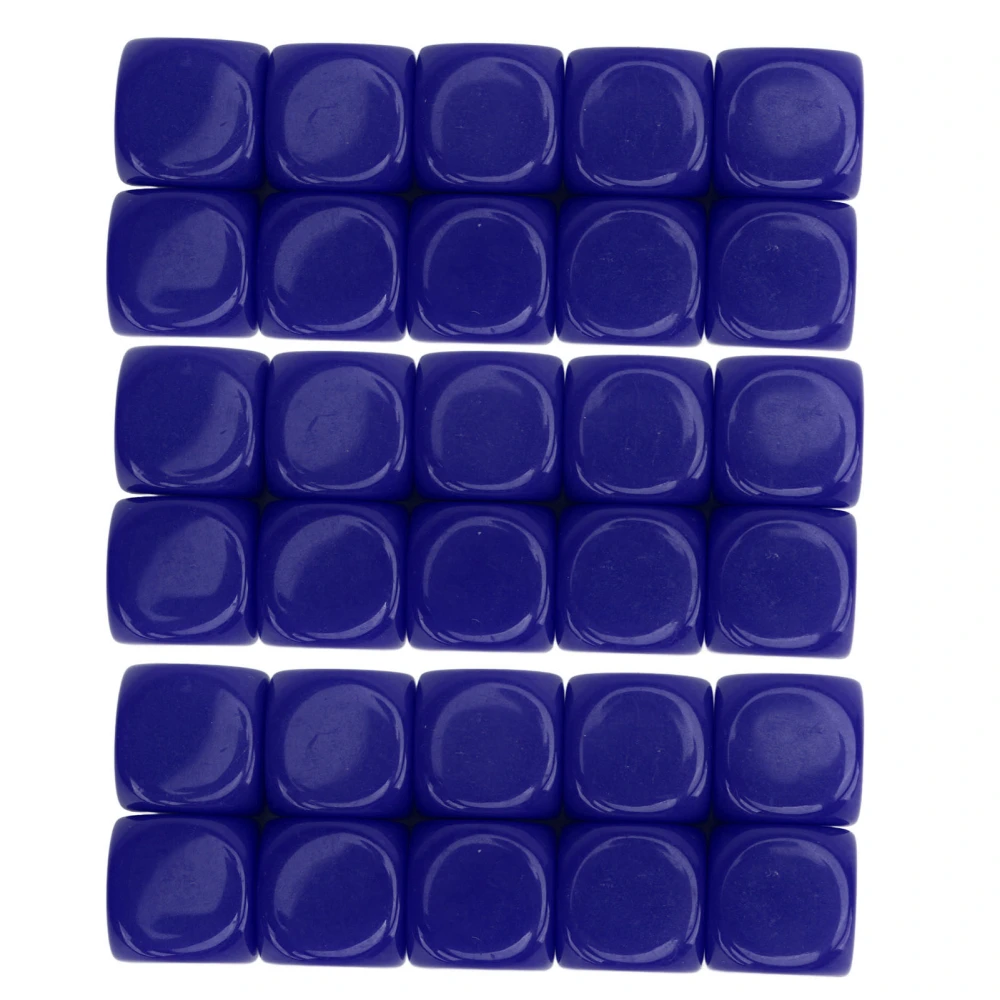 30PCS 16MM Blank Dice Set Plastic Rounded 6 Sided Dice Cubes For Game Party Fun DIY Sticker Math Teaching Blue