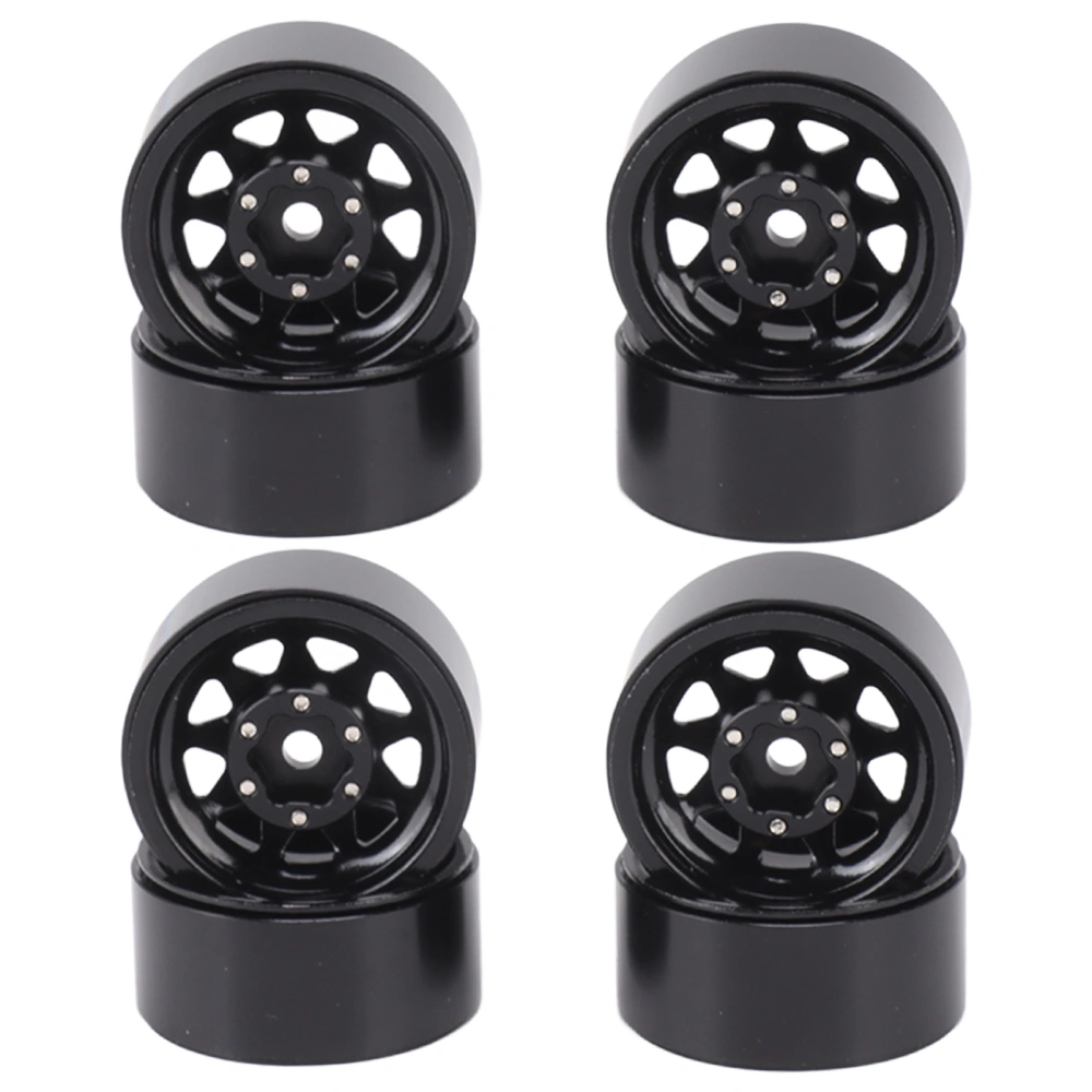 4Pcs Beadlock Wheels 1in Deep Groove Universal for Traxxas ATV RC Car Body Parts with Screws Black