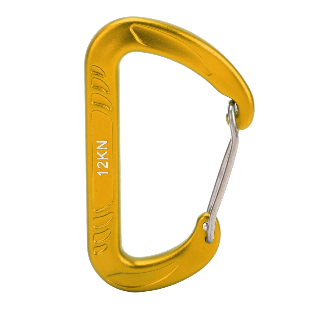 Quick Buckle D Shape Palm Size 12KN Climbing Carabiner Climbing Equipment Accessory for Rock Climbing Gold