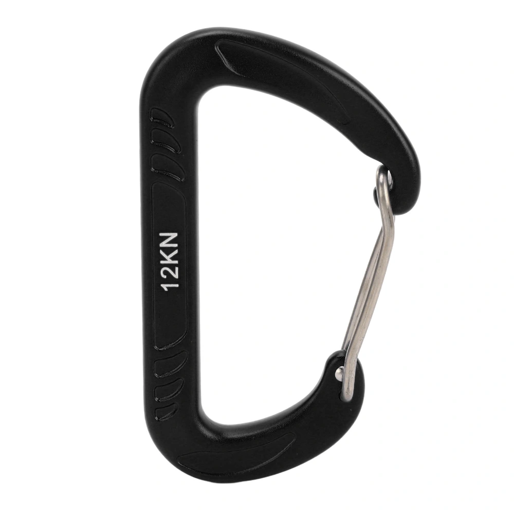 Quick Buckle D Shape Palm Size 12KN Climbing Carabiner Climbing Equipment Accessory for Rock Climbing Black