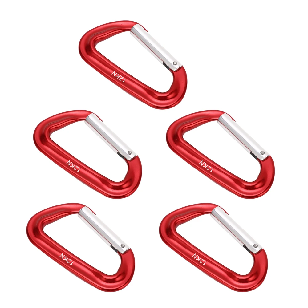 5Pcs Aluminum Alloy Climbing Carabiners 12KN (2697 Lbs) Heavy Duty D Ring Carabiner Clips for Camping Hiking Outdoor Red