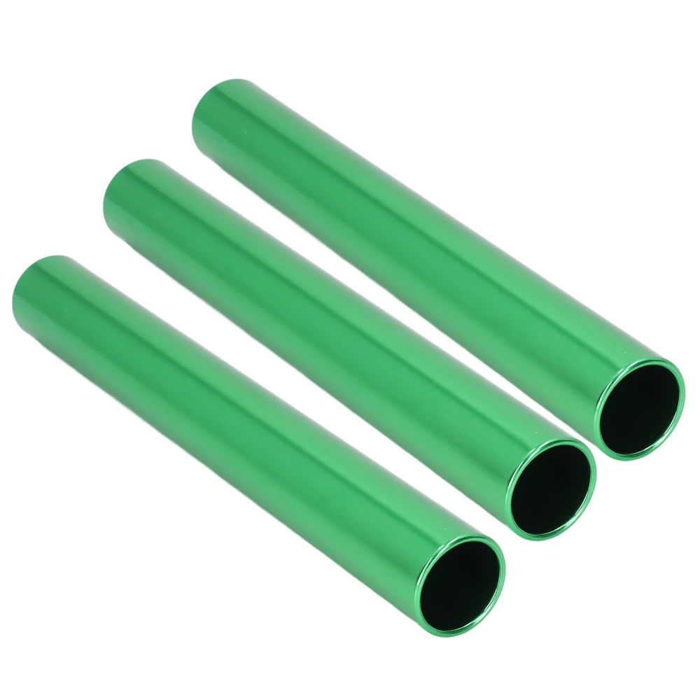 3PCS Competition Relay Baton Bright Color Hollow Carved Aluminum Alloy Relay Baton Track for Training Competition Green