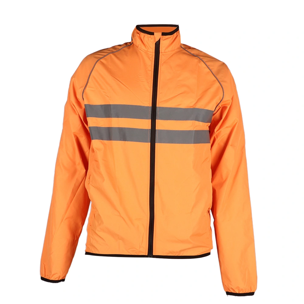 Cycling Jacket Polyester Breathable Windproof Waterproof Reflective Jacket Coat for Motorcycling Biking Orange M