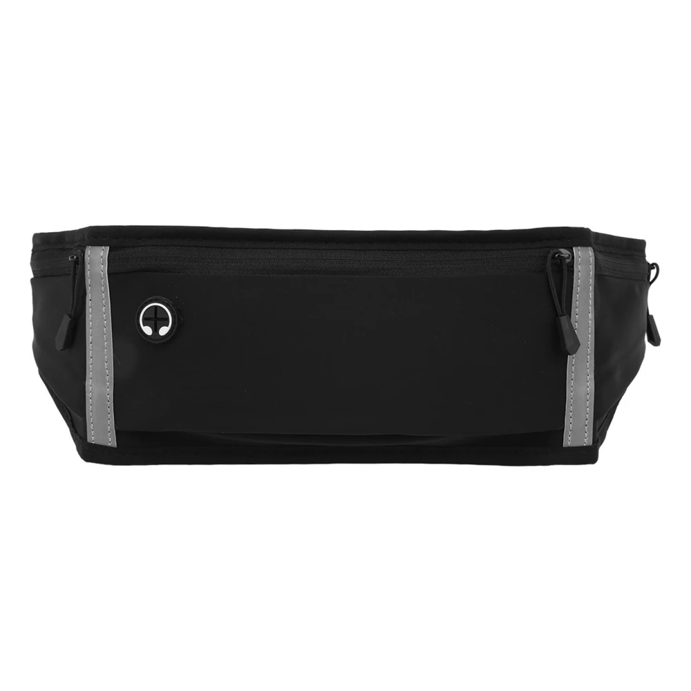 Running Belt Large Capacity Multi Pockets Size Adjustable Waterproof Mini Running Waist Bag with Earphone Hole All Black