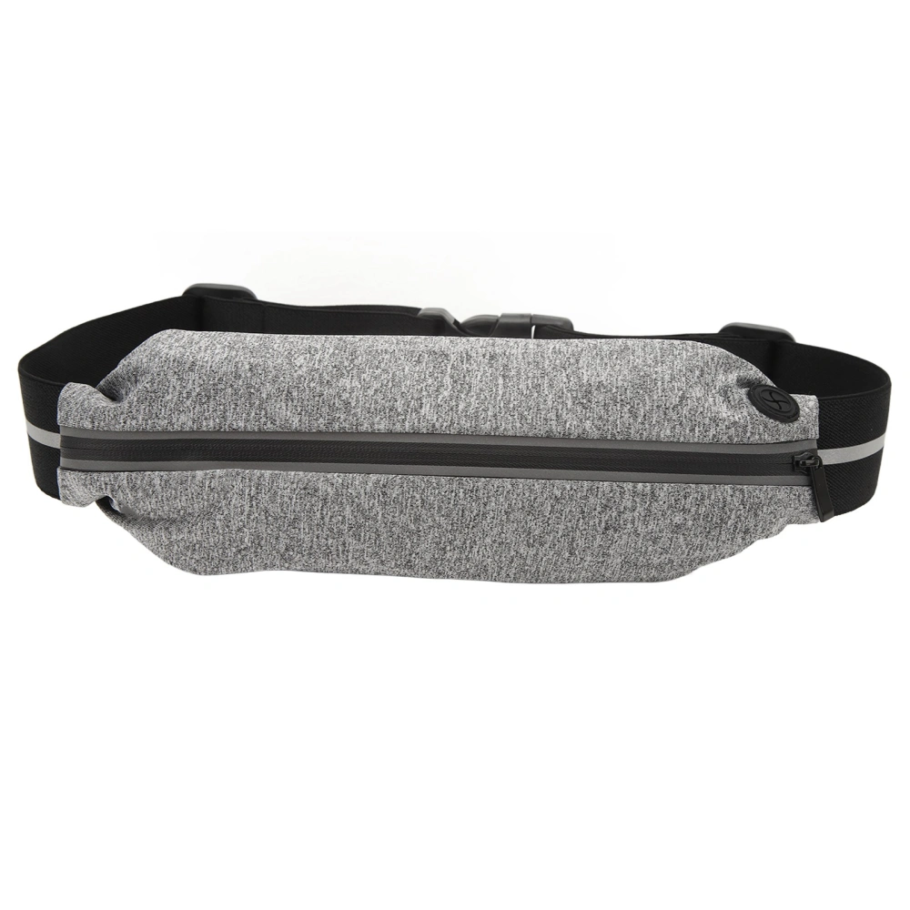 Sports Waist Bag with Headphone Hole Waterproof Reflective Strip Waist Pouch Adjustable Elastic Band Heather Grey