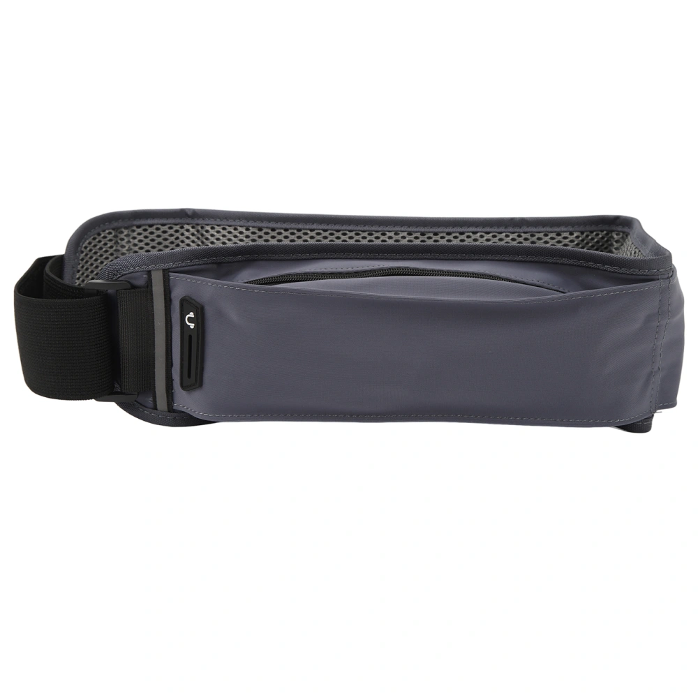 Running Waist Bag Multi Independent Pockets Elastic Breathable Thin Light Jogging Waist Belt with Reflective Strip Gray