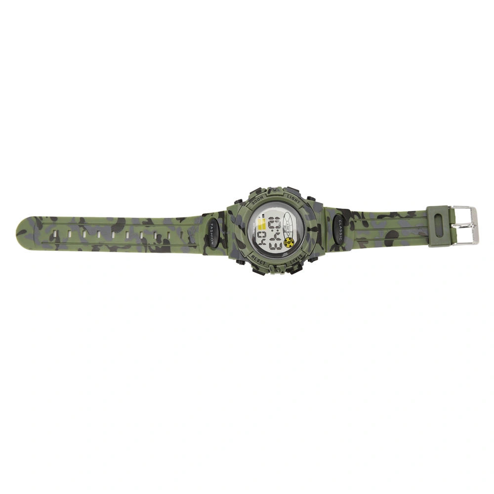 Sports Watch Waterproof Noctilucent Chronograph Watch for Men Student Gift Outdoor Camouflage Color Green