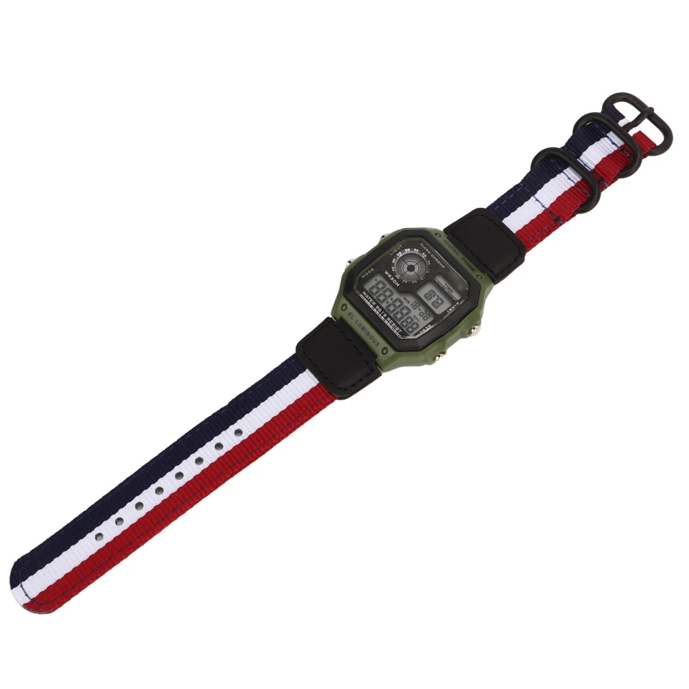 Digital Sport Watch Canvas Strap Luminous Waterproof Retro Sport Watch for Outdoor Sports Three Colors