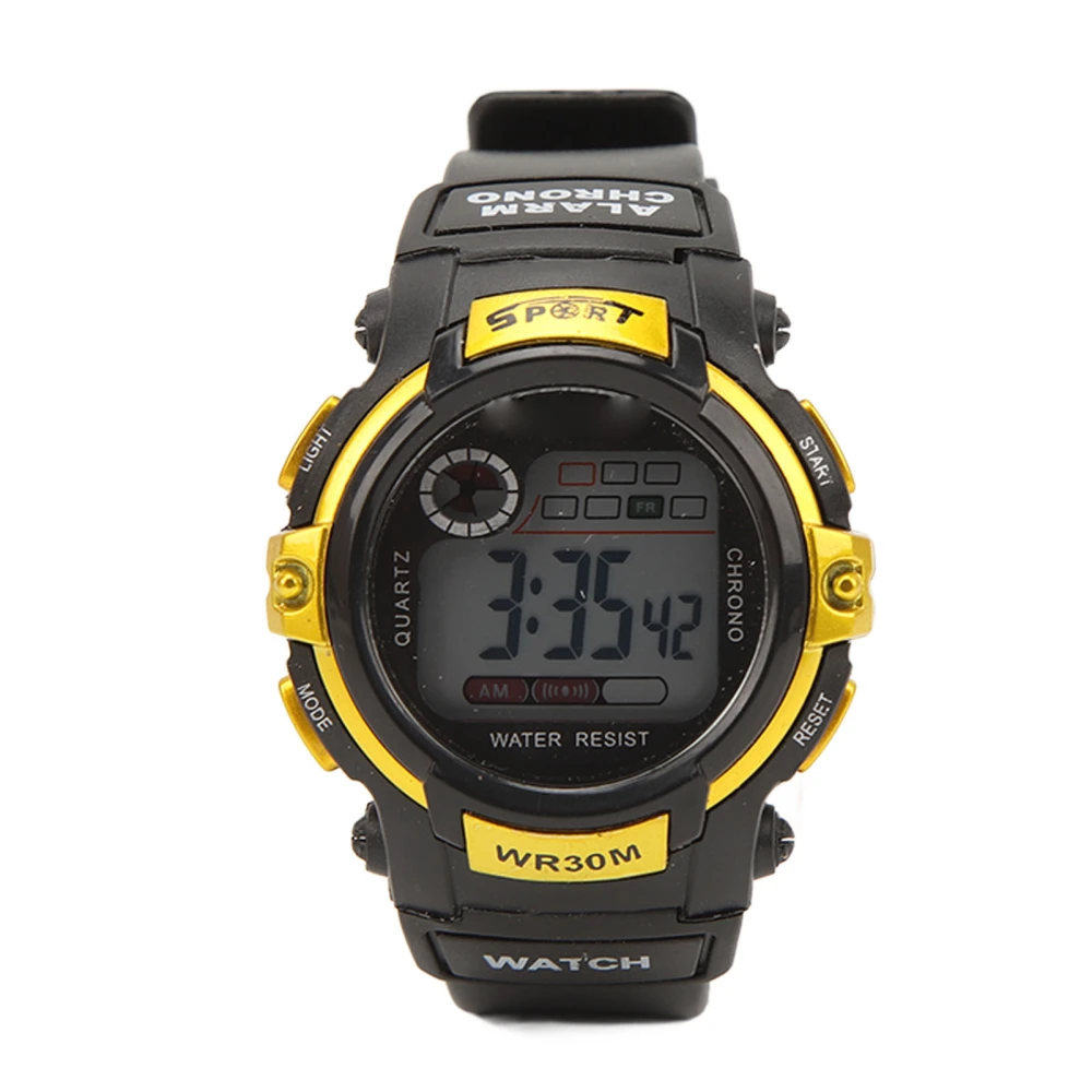 Sports Watch Digital LCD Electronic Watch Luminous Men Watch for Outdoor Activities Gold