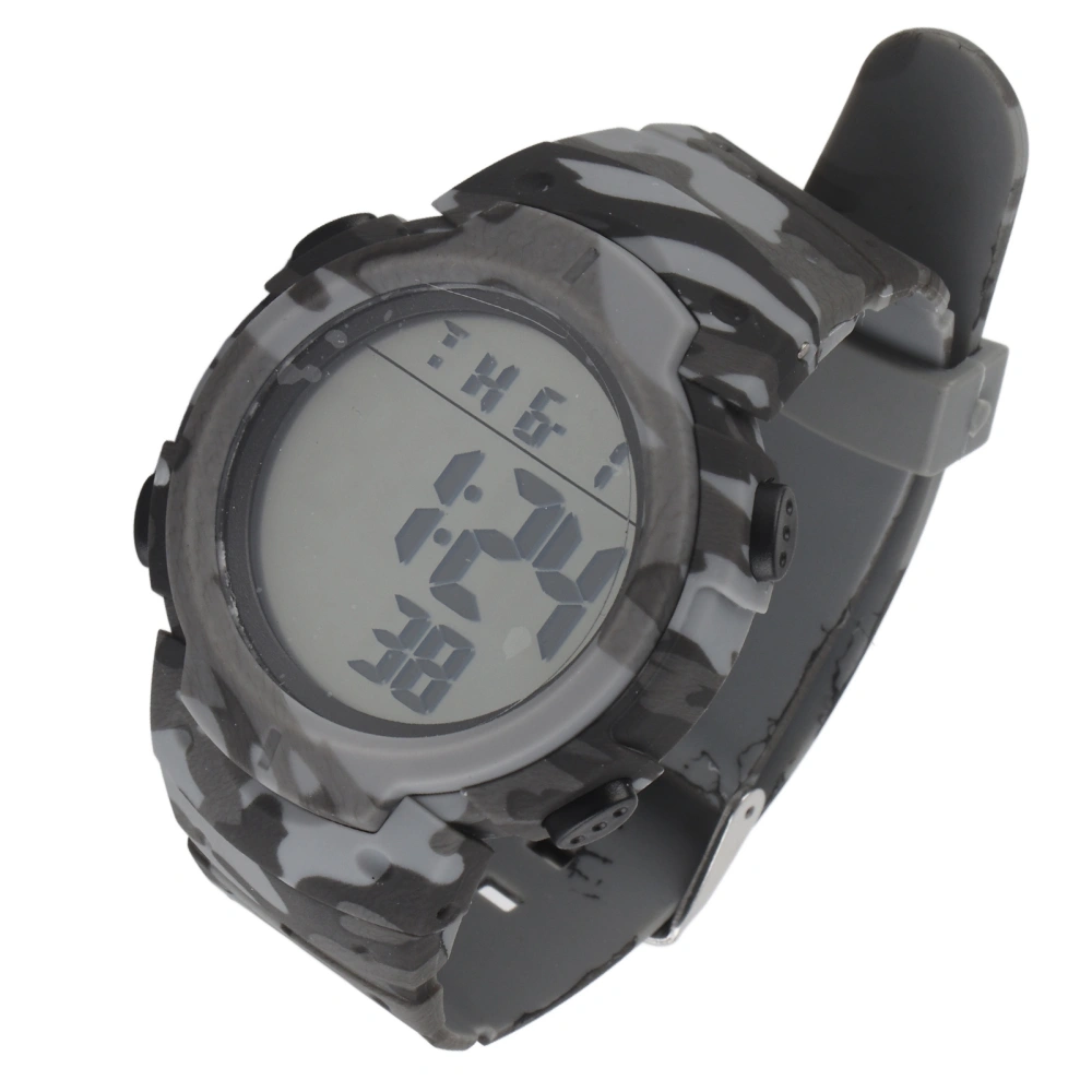 Digital Display Men Sports Electronic Watch Waterproof Multifunction Outdoor Night Light Sporting Watch Camouflage Gray