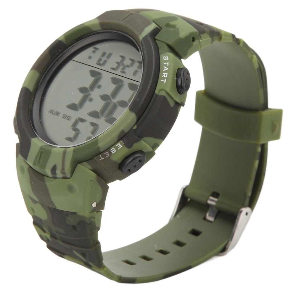 Digital Display Men Sports Electronic Watch Waterproof Multifunction Outdoor Night Light Sporting Watch OD Green