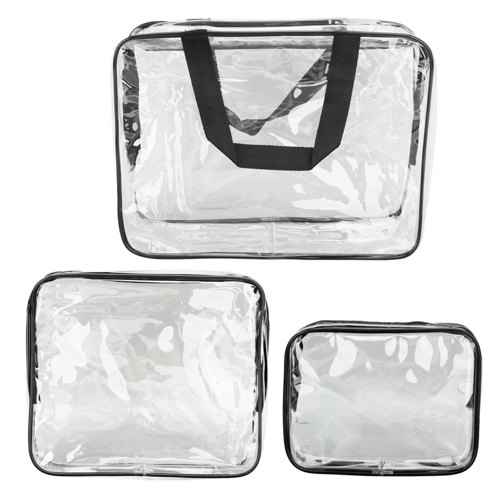 3 Pieces Clear Travel Bags Waterproof Portable Transparent Cosmetic Makeup Bags for Lunch Fitness Swimming Storage Black