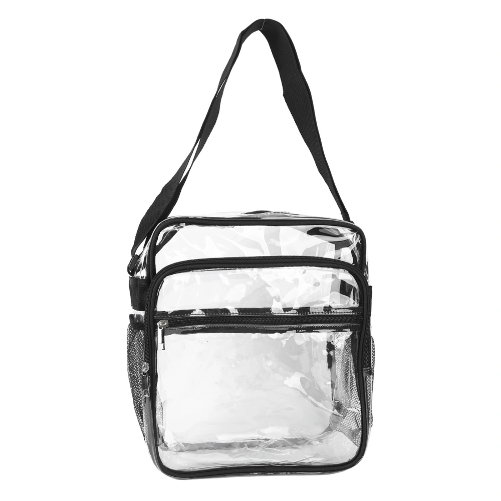 Clear Shoulder Bag Fashion Lightweight Large Capacity PVC Transparent Shoulder Bag for Travel Concerts Sports Events Black