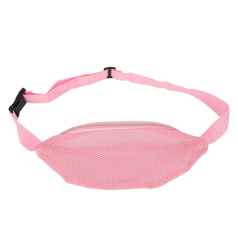 Beach Mesh Fanny Pack Breathable Waterproof Adjustable Belt Portable Lightweight Outdoor Sports Waist Pack for Travel Pink