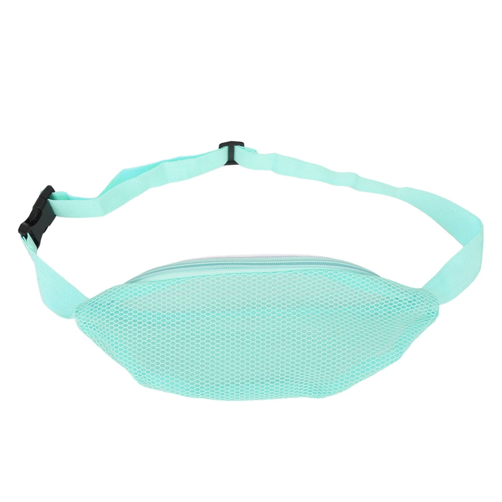 Beach Mesh Fanny Pack Breathable Waterproof Adjustable Belt Portable Lightweight Outdoor Sports Waist Pack for Travel Light Blue