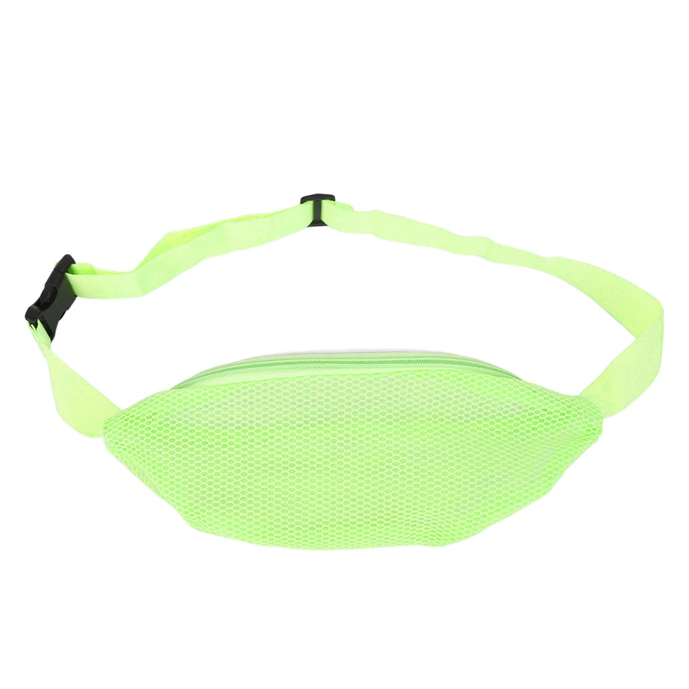 Beach Mesh Fanny Pack Breathable Waterproof Adjustable Belt Portable Lightweight Outdoor Sports Waist Pack for Travel Fluorescent Green