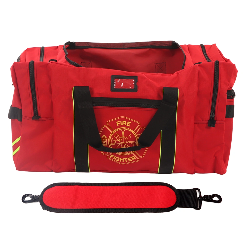 Firefighter Bag High Visibility Reflective Trim Waterproof Hard Wearing Polyester Fire Gear Bag with Shoulder Strap