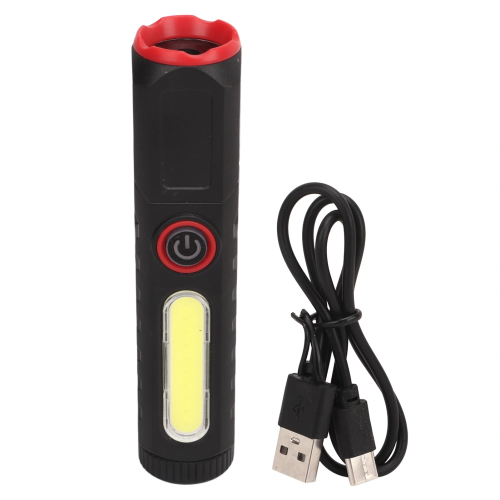 Camping Flashlight 4 Modes Adjustable Waterproof Magnetic Tail Hands Free COB Light Flashlight with Clip Black Red