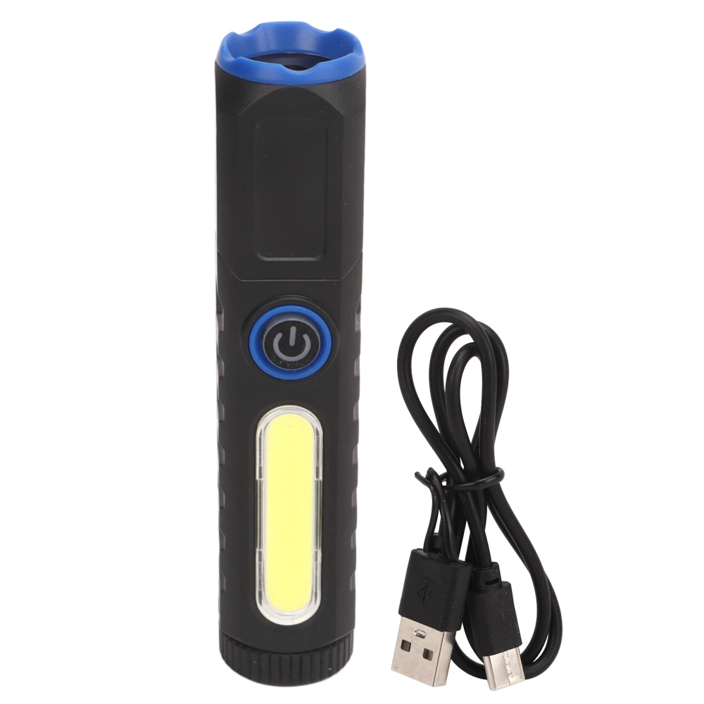 Camping Flashlight 4 Modes Adjustable Waterproof Magnetic Tail Hands Free COB Light Flashlight with Clip Black Blue