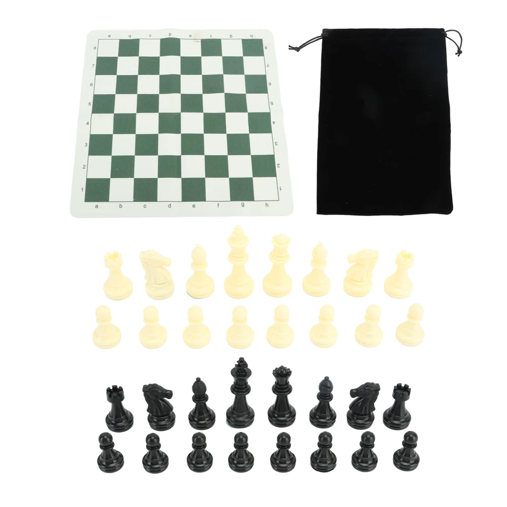 Portable Chess Set Travel Chess Board Game Set Imitation Leather PU Checkerboard 32 Chess Pieces With Storage Bag