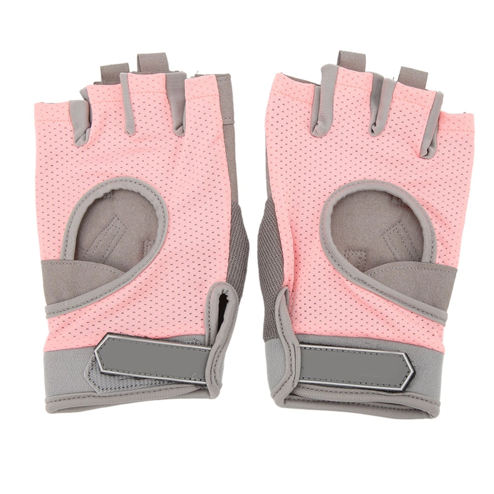 1 Pair Breathable Workout Gloves Women Weight Lifting Sport Riding Half Finger Non Slip Wear Resistant Protective Gear Pink S(for 16‑18cm Palm Width)