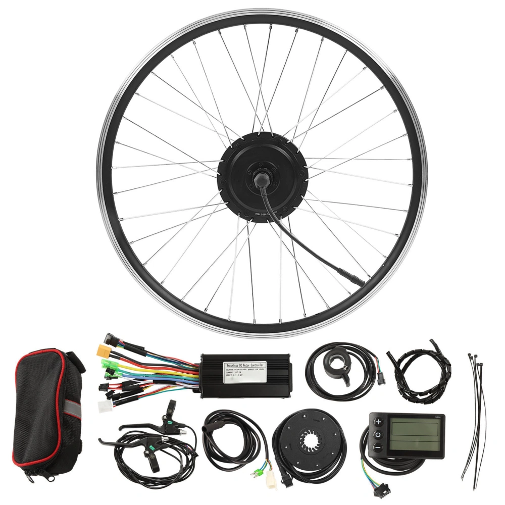 26in 500W Electric Bike Hub Motor Kit LCD S866 Display Panel Front Drive Gear Motor Kit for Bicycles 48V