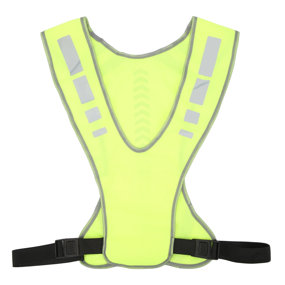 Reflective Strip Vest Sleeveless Security Vest for Outdoor Cycling Hiking Night Running Green