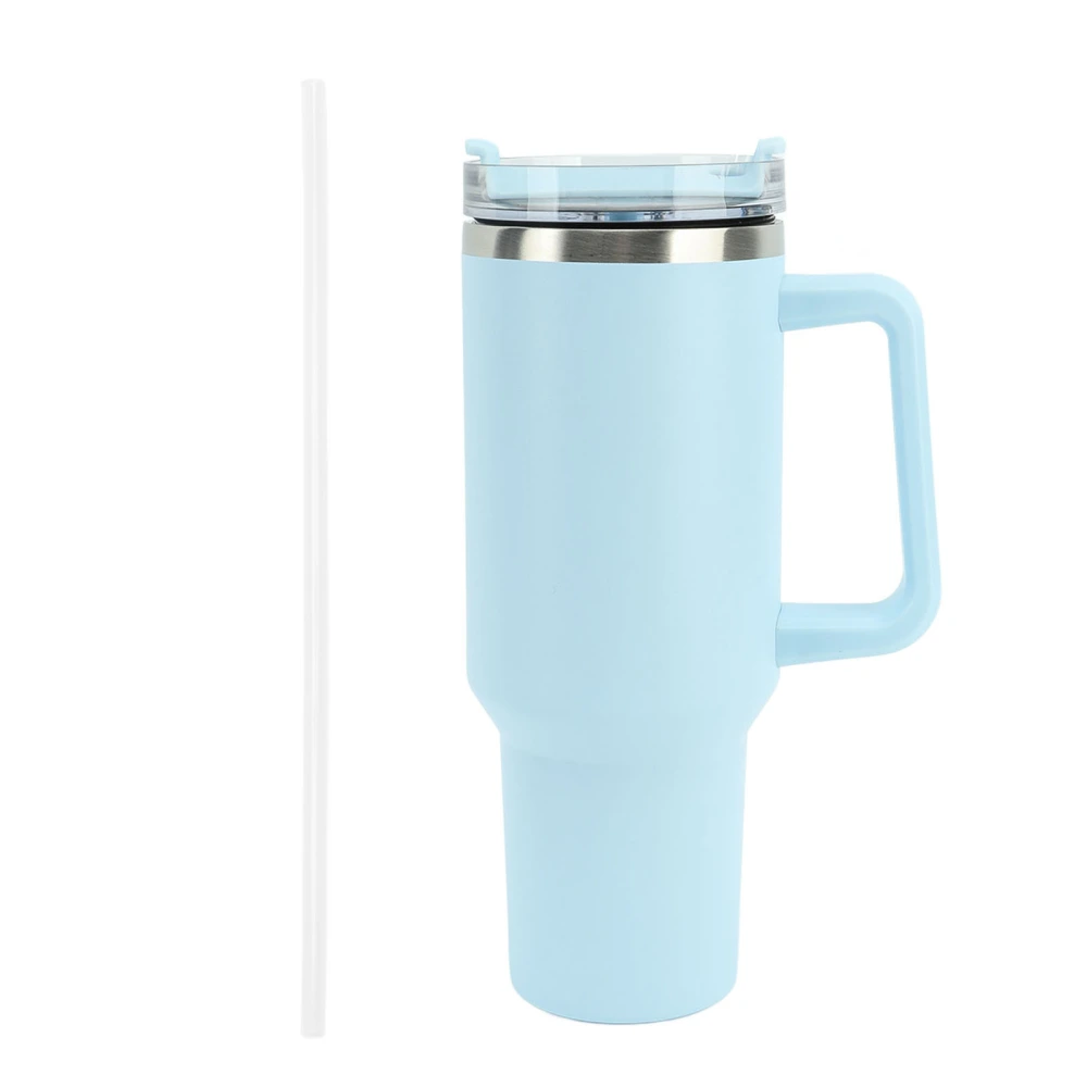 40oz Insulated Water Bottle with Straw and Handle Stainless Steel Insulated Travel Mug Coffee Cup Sky Blue