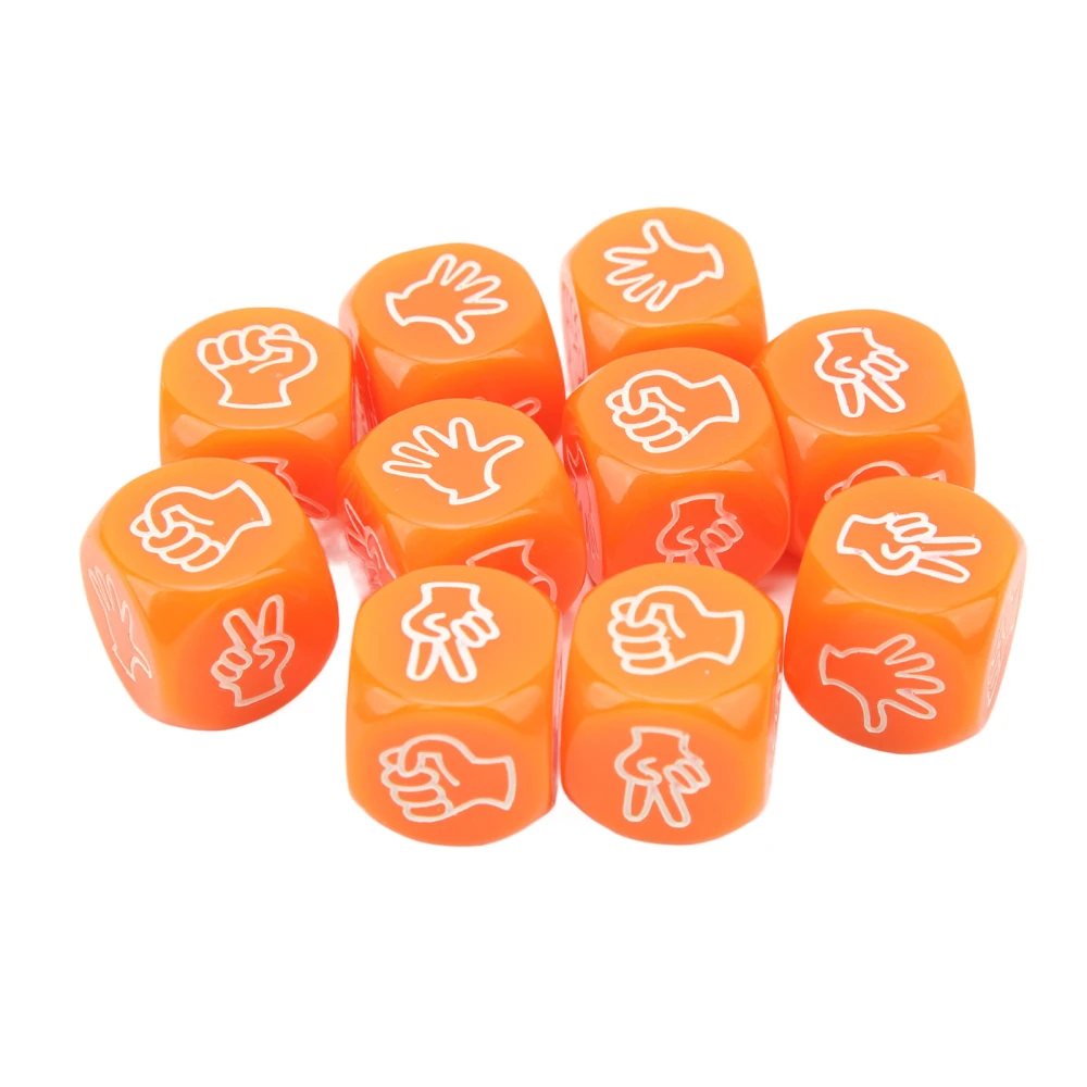 10Pcs Dice Set 6 Sided Waterproof Antioxidant Finger Guessing Game Dice for Board Game Education Orange