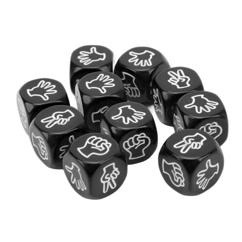 10Pcs Dice Set 6 Sided Waterproof Antioxidant Finger Guessing Game Dice for Board Game Education Black