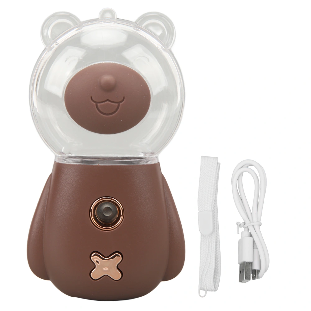 Nano Mist Sprayer Cute Bear Shape 300ML USB Humidifier Skin Moisturizing Facial Mister with Timing Brown