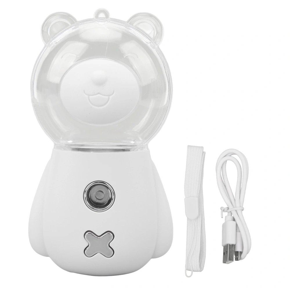 Nano Mist Sprayer Cute Bear Shape 300ML USB Humidifier Skin Moisturizing Facial Mister with Timing White