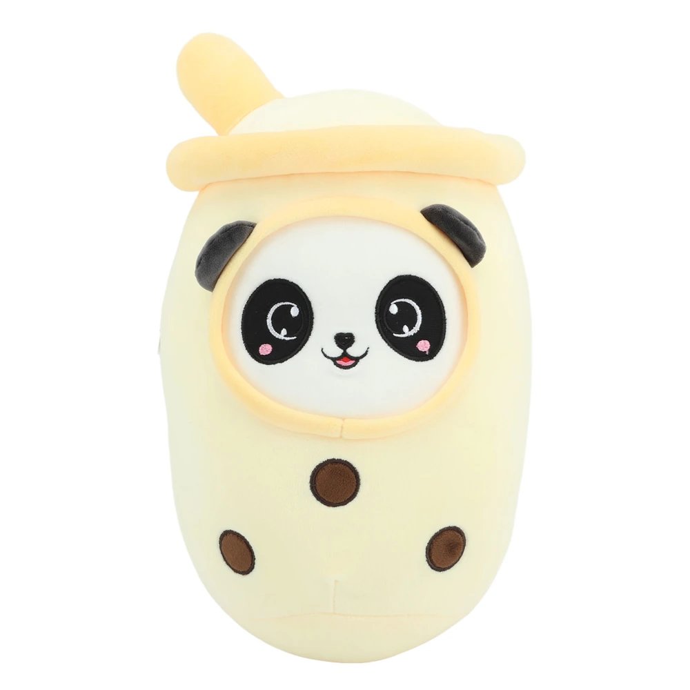 Cute Stuffed Milk Tea Cup Pillow Soft Cotton Bubble Milk Tea Plush Hugging Doll Toy for Home Yellow Panda