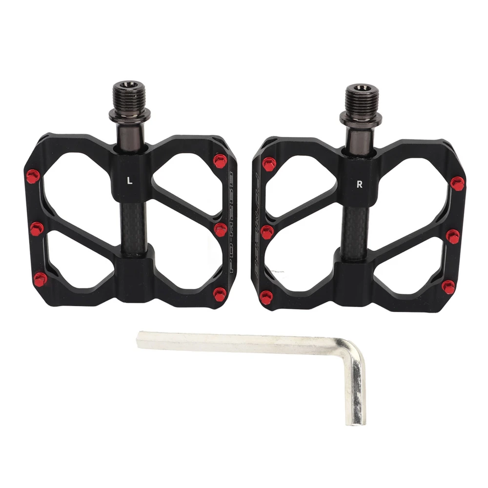 2PCS Road Bike Pedals Aluminum Alloy Anti Slip Lightweight Flat Platform Pedals for Mountain Bike Black