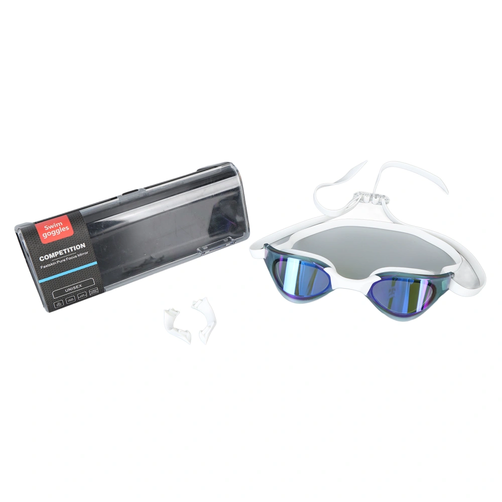 Adult Swimming Goggles No Leaking UV Protection Swim Racing Glasses High Definition Lenses White Blue