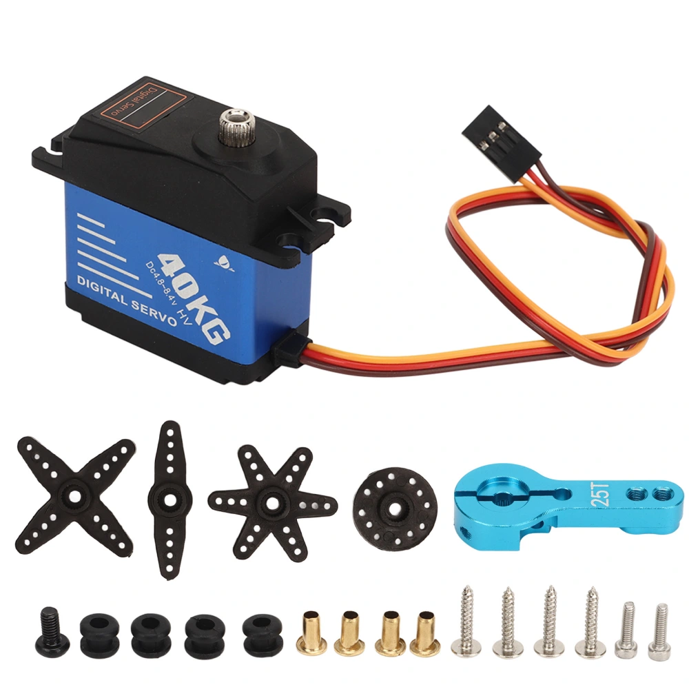 40KG High Torque RC Servo Waterproof Digital Servo with 25T Servo Arm for 1/10 1/8 RC Cars Ships Robots