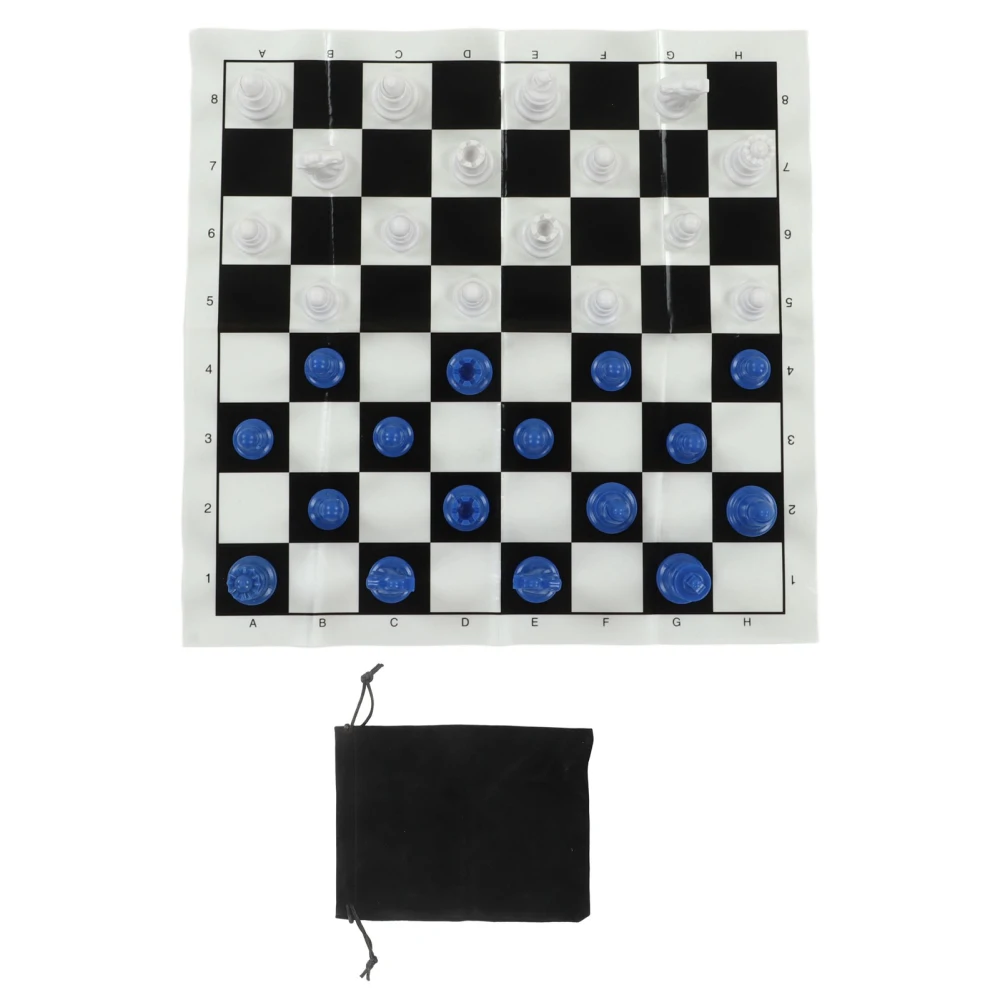 International Plastic Chess Set With 25CM Plastic Film Chessboard PS International Chess for Adults Kids Blue and White