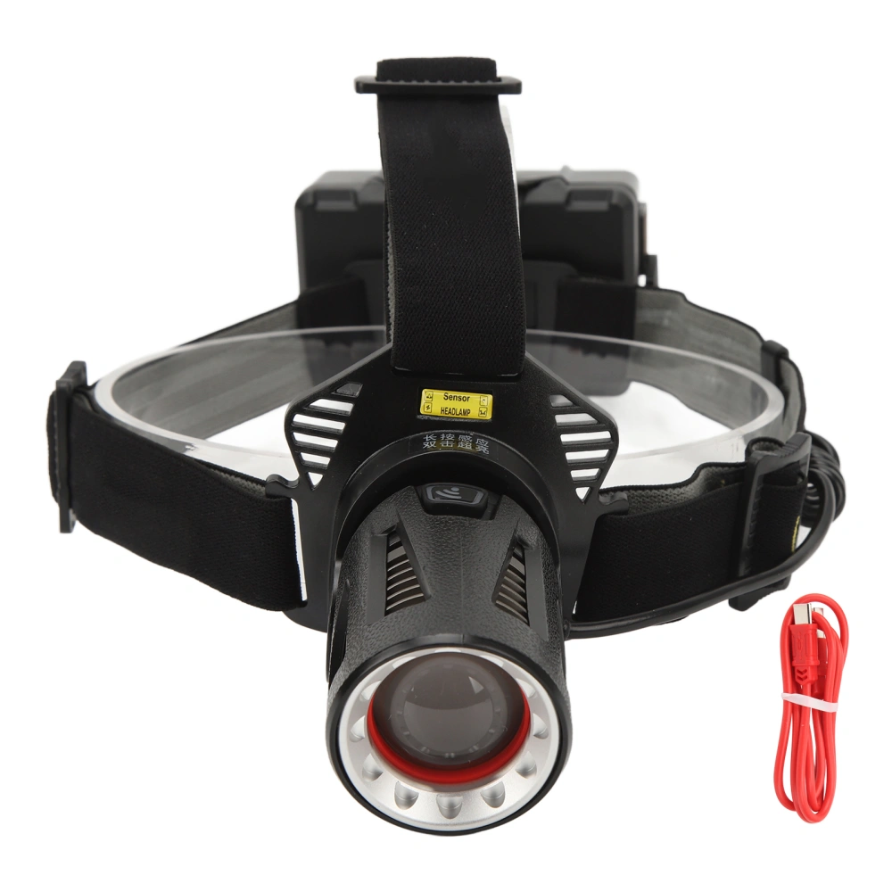 Induction Headlight Sensor Head Lamp Portable Flood Light Outdoor Riding Running LED White Laser USB Cable