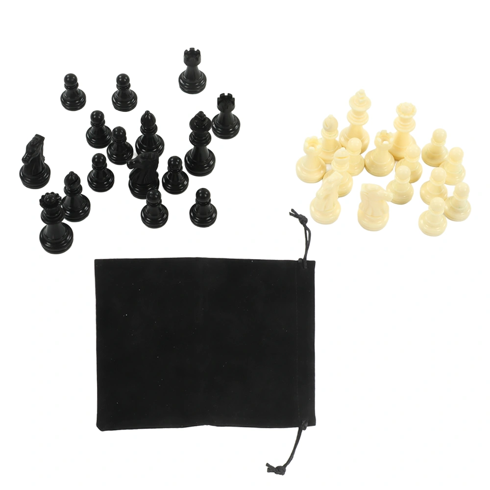 International Chess Piece Set PP Plastic Dual Color 32 Chessmen with Storage Bag for Chess Game