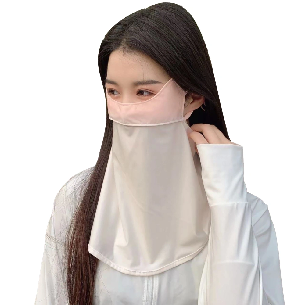 Face Neck Flap Cover Ice Floss UV Sun Protection Breathable Face Neck Veil for Summer Pink